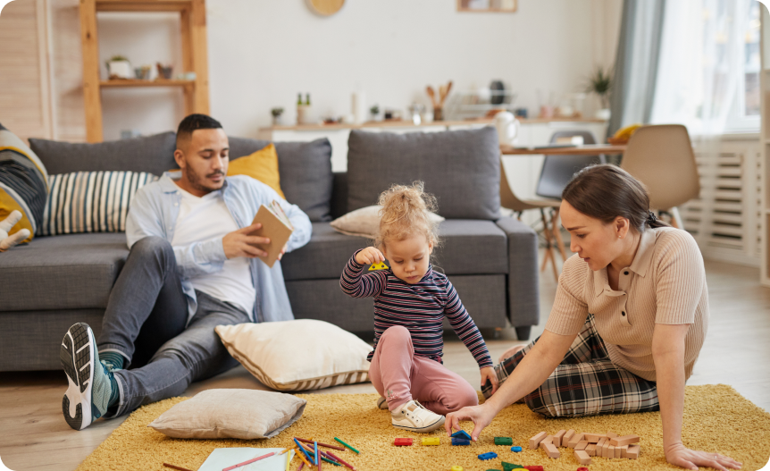 Family in living room